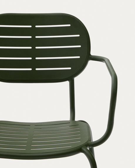 Stapelbarer Outdoor-Stuhl mit Armlehnen Brai aus  verzinktem Stahl in Grün - ZEN ZONE Furniture