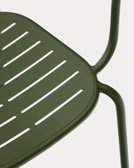 Stapelbarer Outdoor-Stuhl mit Armlehnen Brai aus  verzinktem Stahl in Grün - ZEN ZONE Furniture