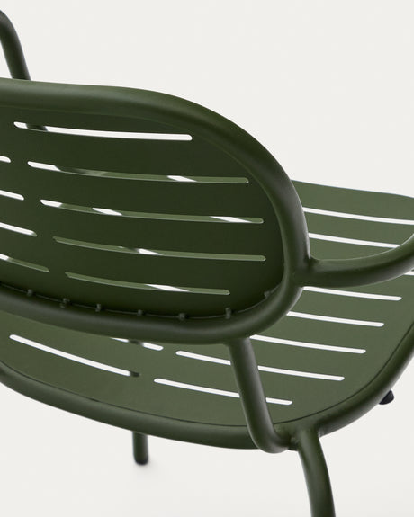 Stapelbarer Outdoor-Stuhl mit Armlehnen Brai aus  verzinktem Stahl in Grün - ZEN ZONE Furniture