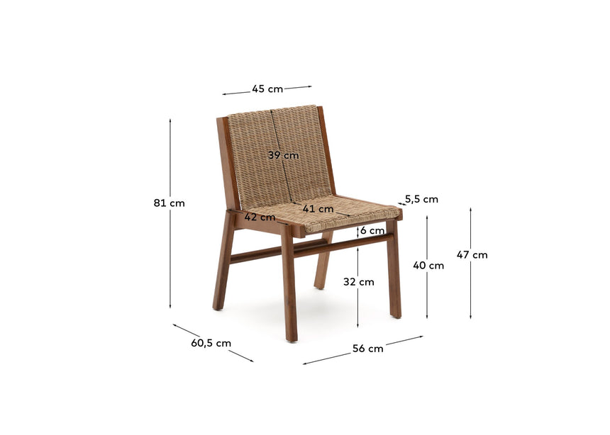 Stuhl Itani aus massivem Teakholz und synthetischem Rattan FSC 100% - ZEN ZONE Furniture