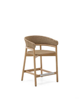 Hocker Arinella aus massivem Akazienholz mit Finish in natürlichem Farbton und beigem Seil 65 cm FSC 100%