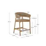 Hocker Arinella aus massivem Akazienholz mit Finish in natürlichem Farbton und beigem Seil 65 cm FSC 100%