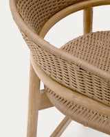 Hocker Arinella aus massivem Akazienholz mit Finish in natürlichem Farbton und beigem Seil 65 cm FSC 100%