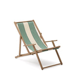 Grün-beige gestreifter klappbarer Outdoor-Liegestuhl Vilara aus massivem Akazienholz, FSC 100%