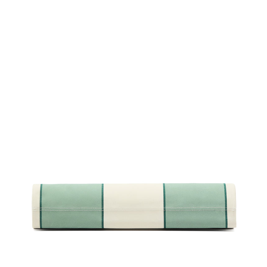 Grün-beige gestreifter klappbarer Outdoor-Liegestuhl Vilara aus massivem Akazienholz, FSC 100% - ZEN ZONE Furniture