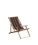 Braun-beige gestreifter klappbarer Outdoor-Liegestuhl Vilara aus massivem Akazienholz, FSC 100% - ZEN ZONE Furniture