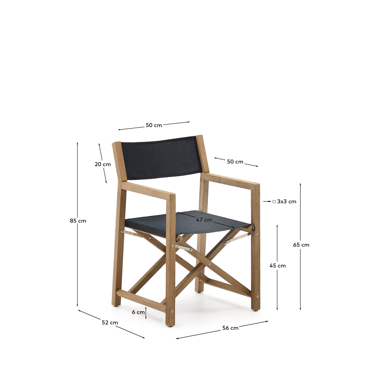 Outdoor-Klappstuhl Vilara in Schwarz aus massivem Akazienholz FSC 100% - ZEN ZONE Furniture