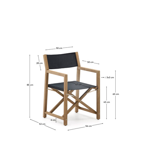 Outdoor-Klappstuhl Vilara in Schwarz aus massivem Akazienholz FSC 100% - ZEN ZONE Furniture