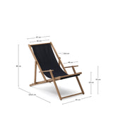 Klappbarer Outdoor-Liegestuhl Vilara in Schwarz aus massivem Akazienholz FSC 100%