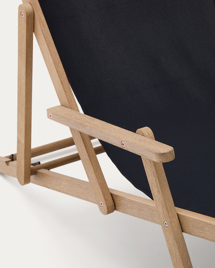 Klappbarer Outdoor-Liegestuhl Vilara in Schwarz aus massivem Akazienholz FSC 100% - ZEN ZONE Furniture