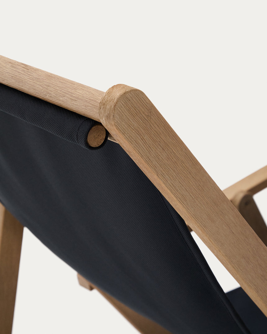 Klappbarer Outdoor-Liegestuhl Vilara in Schwarz aus massivem Akazienholz FSC 100% - ZEN ZONE Furniture