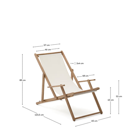 Klappbarer Outdoor-Liegestuhl Vilara in Weiß aus massivem Akazienholz FSC 100% - ZEN ZONE Furniture