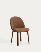 Meila Chair without armrests with chenille and solid ash wood legs in various finishes