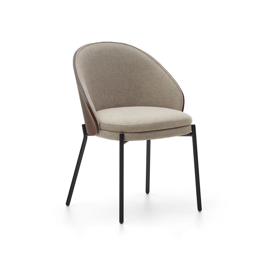 Eamy Stuhl hellbraun Eschenfurnier mit Wenge-Finish und Metall in Schwarz - ZEN ZONE Furniture