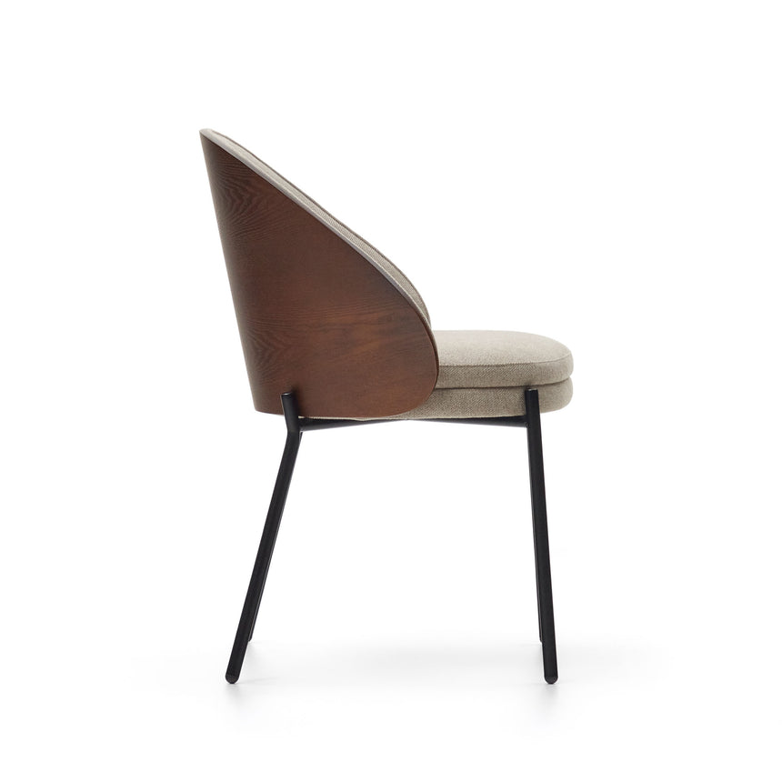 Eamy Stuhl hellbraun Eschenfurnier mit Wenge-Finish und Metall in Schwarz - ZEN ZONE Furniture