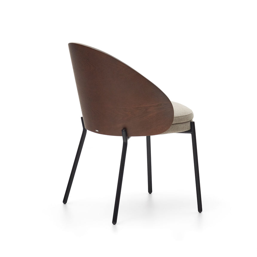 Eamy Stuhl hellbraun Eschenfurnier mit Wenge-Finish und Metall in Schwarz - ZEN ZONE Furniture