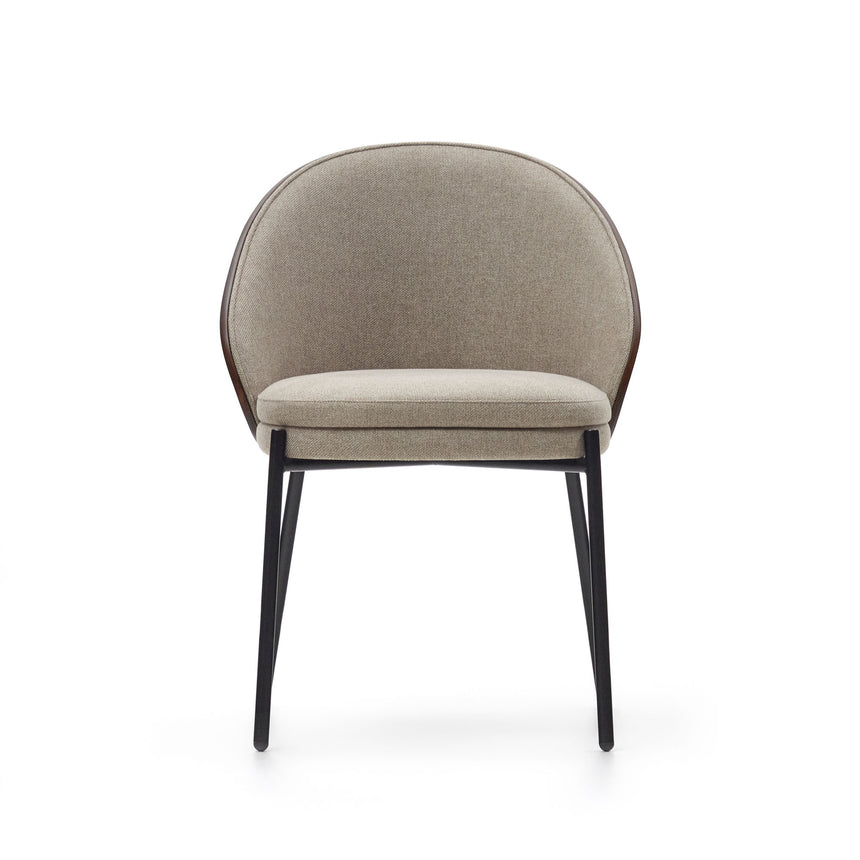 Eamy Stuhl hellbraun Eschenfurnier mit Wenge-Finish und Metall in Schwarz - ZEN ZONE Furniture