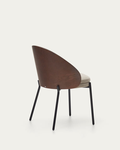 Eamy Stuhl hellbraun Eschenfurnier mit Wenge-Finish und Metall in Schwarz - ZEN ZONE Furniture