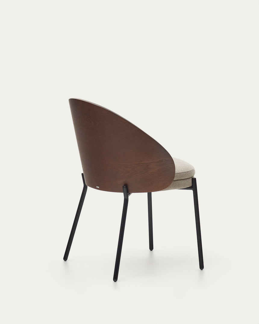 Eamy Stuhl hellbraun Eschenfurnier mit Wenge-Finish und Metall in Schwarz - ZEN ZONE Furniture