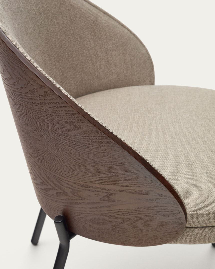 Eamy Stuhl hellbraun Eschenfurnier mit Wenge-Finish und Metall in Schwarz - ZEN ZONE Furniture
