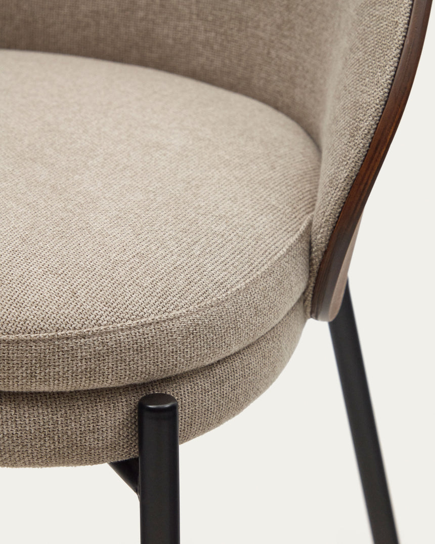 Eamy Stuhl hellbraun Eschenfurnier mit Wenge-Finish und Metall in Schwarz - ZEN ZONE Furniture