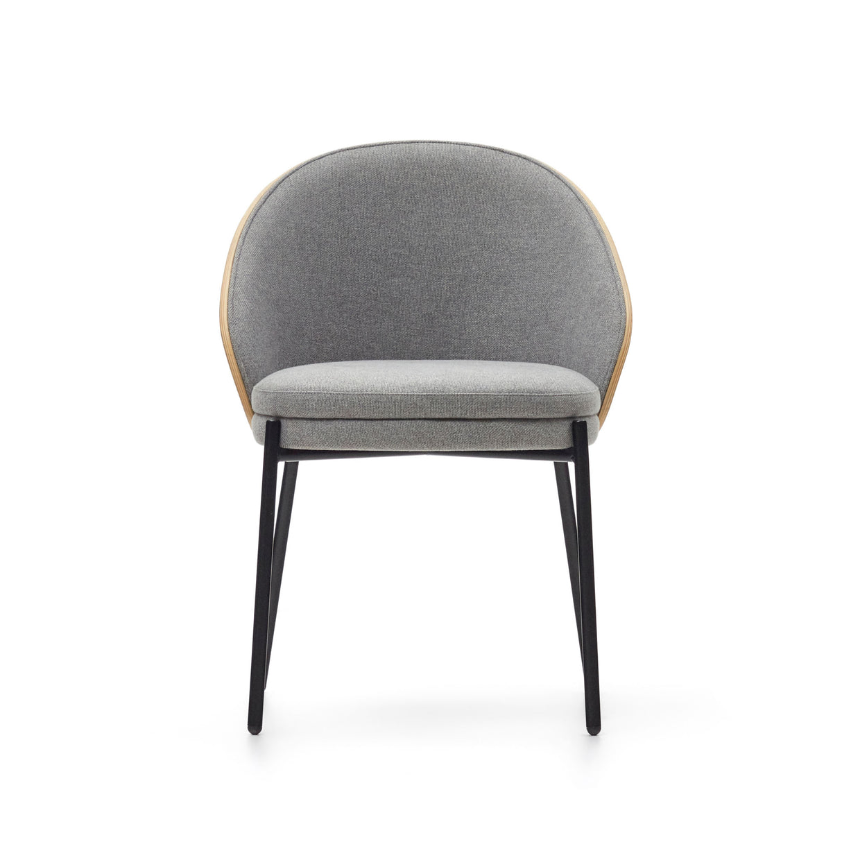 Eamy Stuhl hellgrau Eschenfurnier mit natürlichem Finish und Metall in Schwarz - ZEN ZONE Furniture