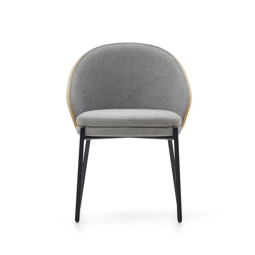 Eamy Stuhl hellgrau Eschenfurnier mit natürlichem Finish und Metall in Schwarz - ZEN ZONE Furniture