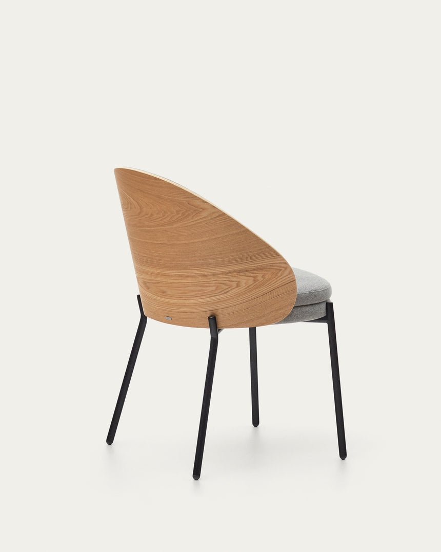Eamy Stuhl hellgrau Eschenfurnier mit natürlichem Finish und Metall in Schwarz - ZEN ZONE Furniture