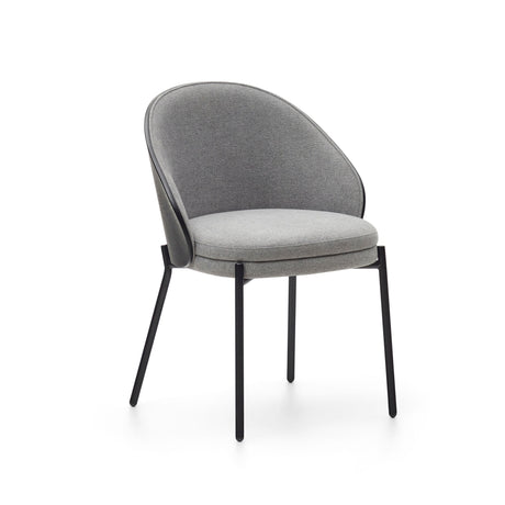 Eamy Stuhl hellgrau Eschenfurnier mit schwarzem Finish und Metall in Schwarz - ZEN ZONE Furniture