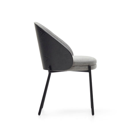 Eamy Stuhl hellgrau Eschenfurnier mit schwarzem Finish und Metall in Schwarz - ZEN ZONE Furniture