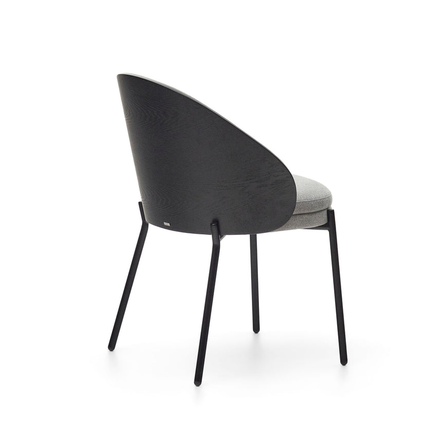 Eamy Stuhl hellgrau Eschenfurnier mit schwarzem Finish und Metall in Schwarz - ZEN ZONE Furniture