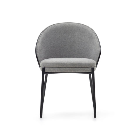 Eamy Stuhl hellgrau Eschenfurnier mit schwarzem Finish und Metall in Schwarz - ZEN ZONE Furniture