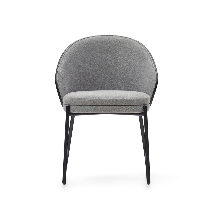 Eamy Stuhl hellgrau Eschenfurnier mit schwarzem Finish und Metall in Schwarz - ZEN ZONE Furniture