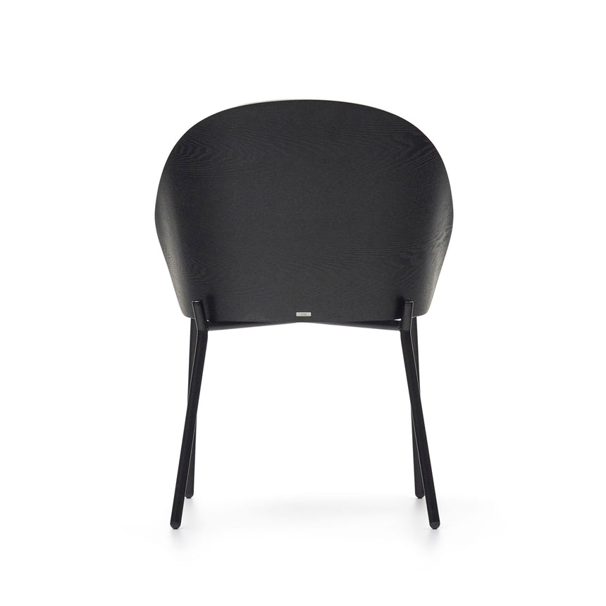 Eamy Stuhl hellgrau Eschenfurnier mit schwarzem Finish und Metall in Schwarz - ZEN ZONE Furniture