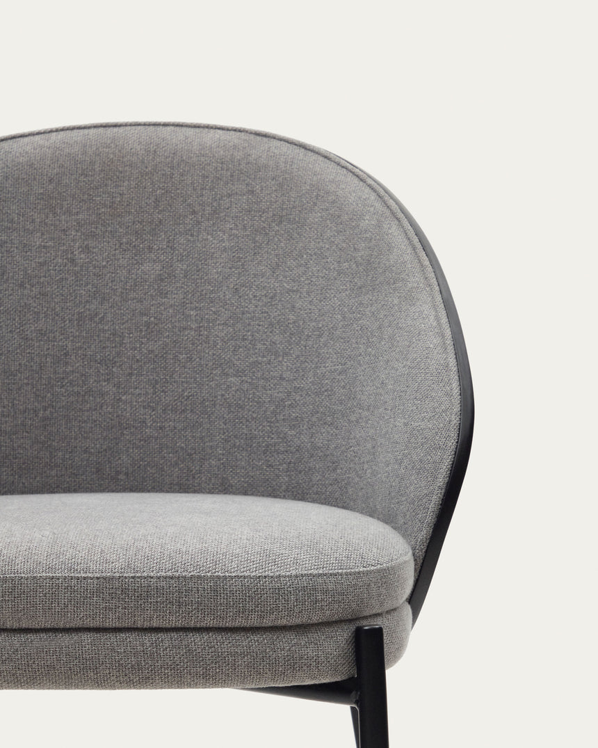 Eamy Stuhl hellgrau Eschenfurnier mit schwarzem Finish und Metall in Schwarz - ZEN ZONE Furniture