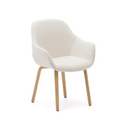 Aleli Stuhl mit Bouclé in Weiß Beine aus massivem Eschenholz mit natürlichem Finish - ZEN ZONE Furniture