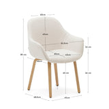 Aleli Stuhl mit Bouclé in Weiß Beine aus massivem Eschenholz mit natürlichem Finish - ZEN ZONE Furniture