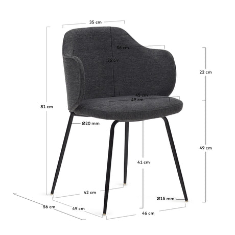 Yunia Stuhl Dark Grey-Finish - ZEN ZONE