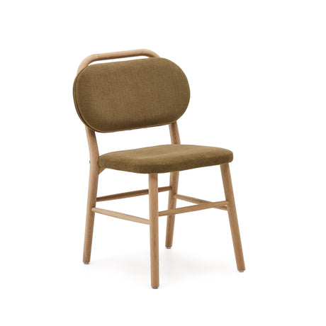 Helda Stuhl aus grüner Chenille und massivem Eichenholz FSC Mix Credit - ZEN ZONE Furniture