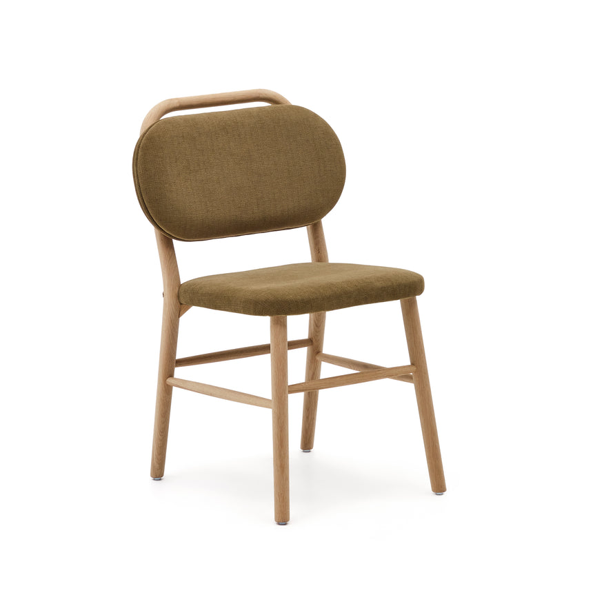 Helda Stuhl aus grüner Chenille und massivem Eichenholz FSC Mix Credit - ZEN ZONE Furniture