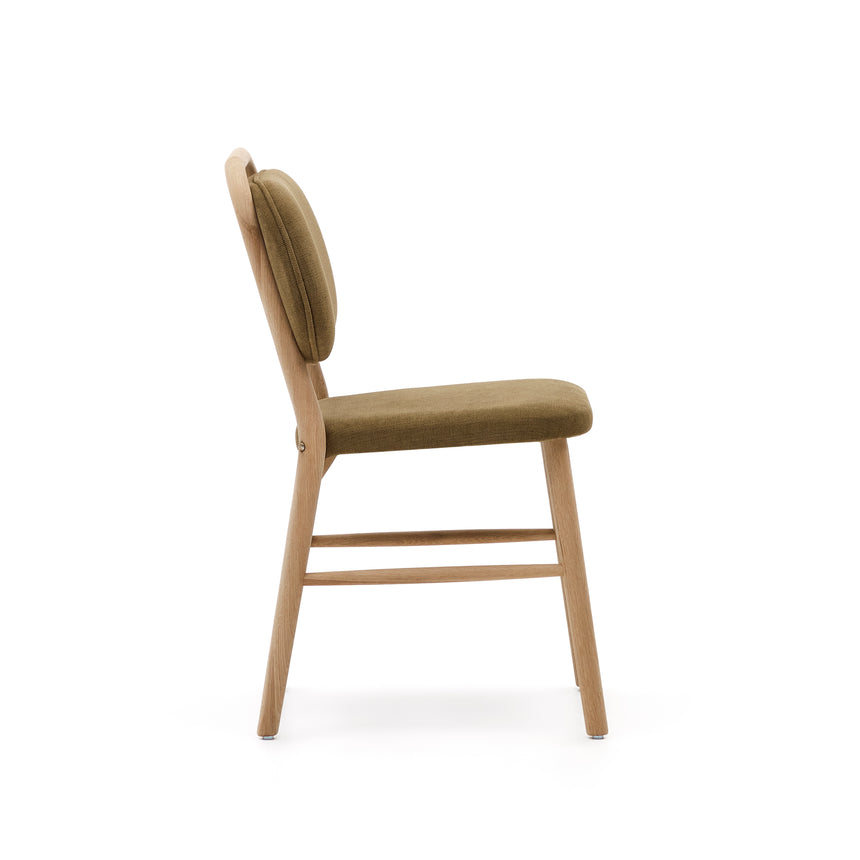 Helda Stuhl aus grüner Chenille und massivem Eichenholz FSC Mix Credit - ZEN ZONE Furniture