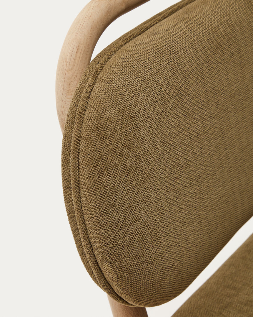 Helda Stuhl aus grüner Chenille und massivem Eichenholz FSC Mix Credit - ZEN ZONE Furniture