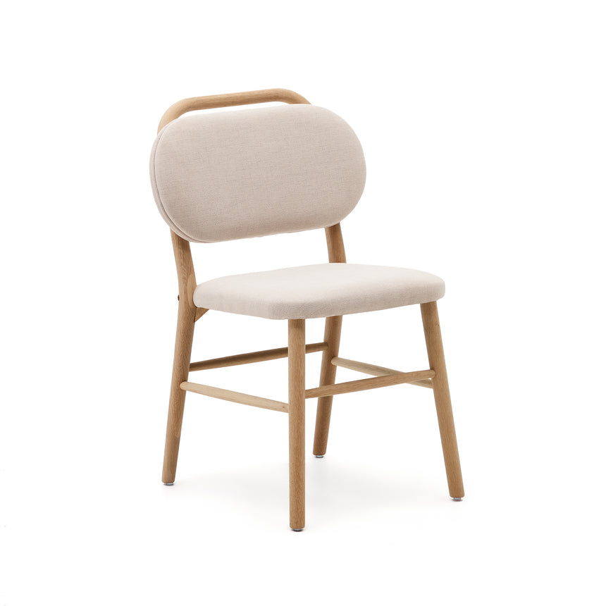 Helda Stuhl aus beiger Chenille und massivem Eichenholz FSC Mix Credit - ZEN ZONE Furniture
