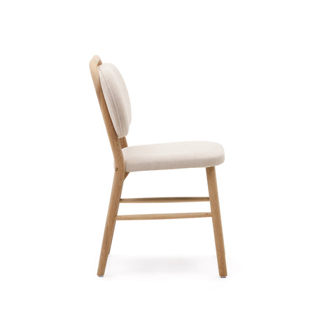 Helda Stuhl aus beiger Chenille und massivem Eichenholz FSC Mix Credit - ZEN ZONE Furniture