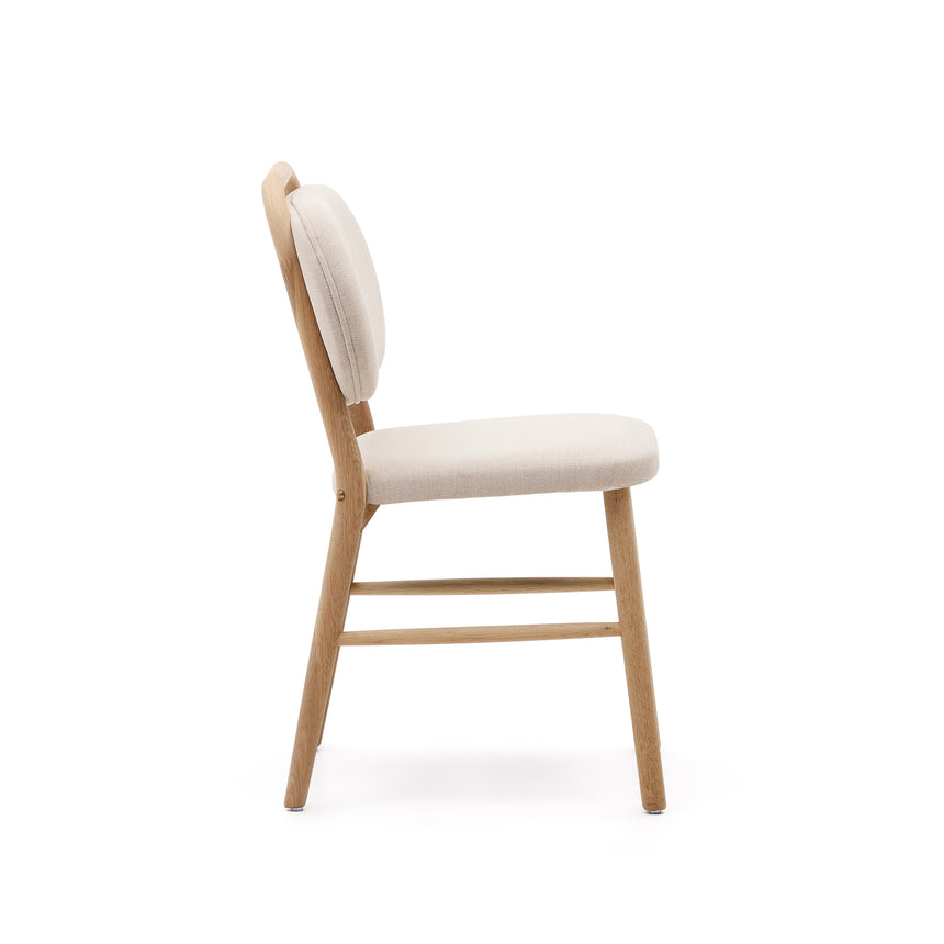 Helda Stuhl aus beiger Chenille und massivem Eichenholz FSC Mix Credit - ZEN ZONE Furniture