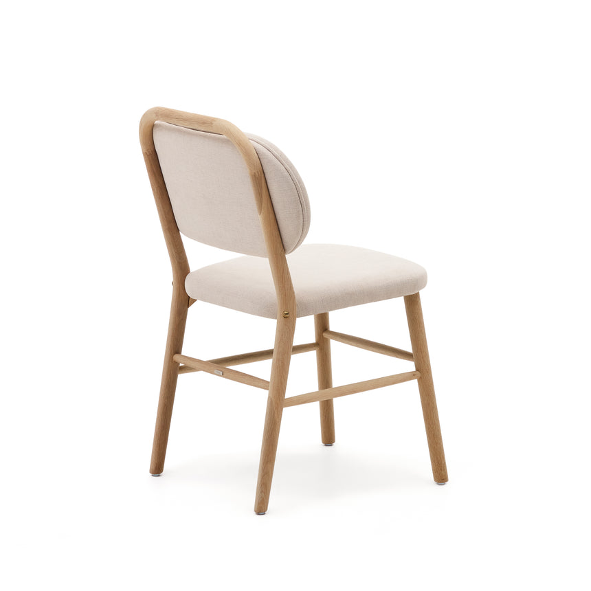 Helda Stuhl aus beiger Chenille und massivem Eichenholz FSC Mix Credit - ZEN ZONE Furniture