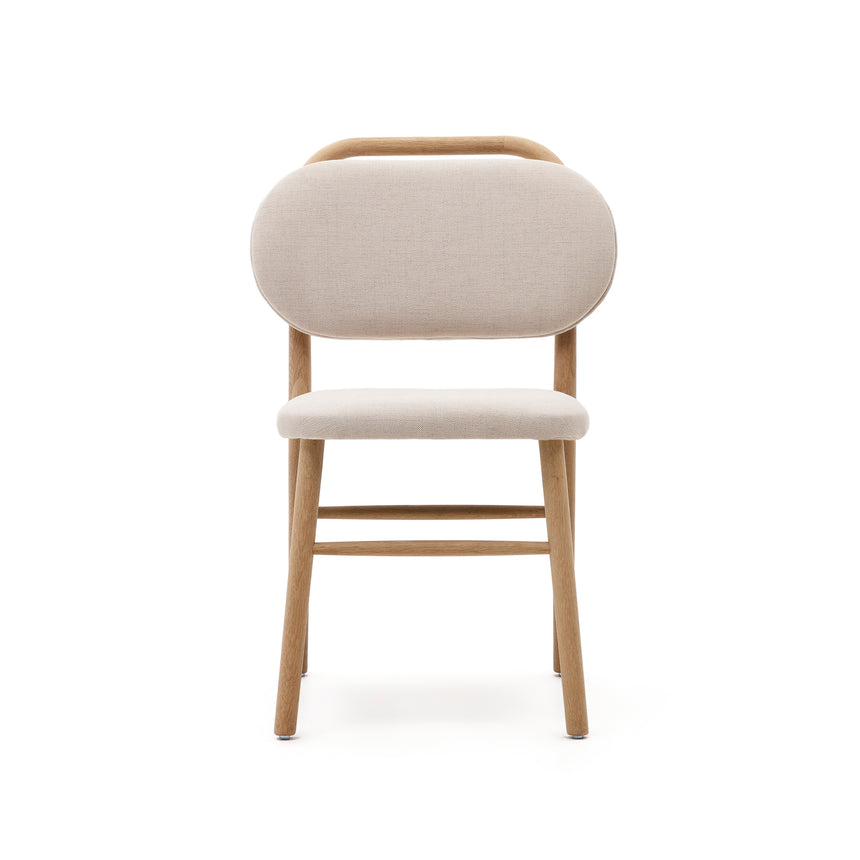 Helda Stuhl aus beiger Chenille und massivem Eichenholz FSC Mix Credit - ZEN ZONE Furniture