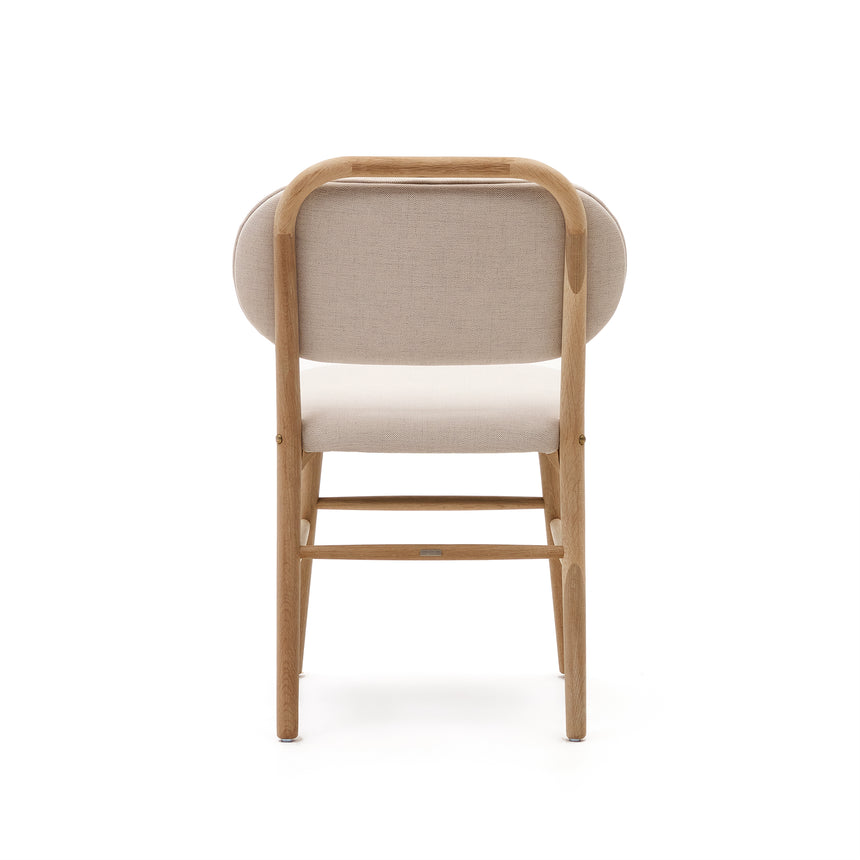 Helda Stuhl aus beiger Chenille und massivem Eichenholz FSC Mix Credit - ZEN ZONE Furniture