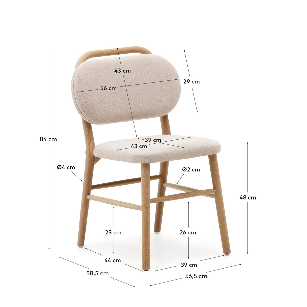 Helda Stuhl aus beiger Chenille und massivem Eichenholz FSC Mix Credit - ZEN ZONE Furniture