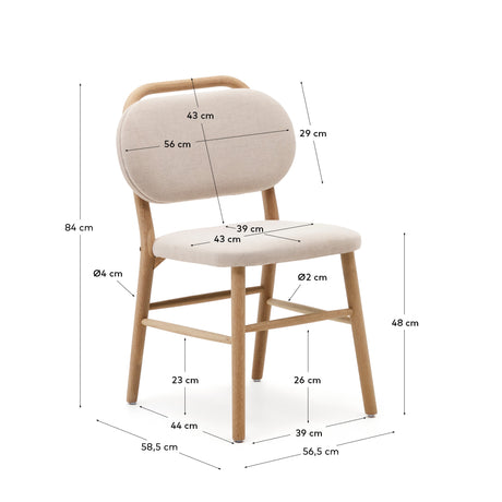 Helda Stuhl aus beiger Chenille und massivem Eichenholz FSC Mix Credit - ZEN ZONE Furniture